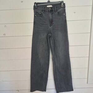 Böhme Womens High-Waisted Black Washed Straight-Leg Denim Jeans Size 25